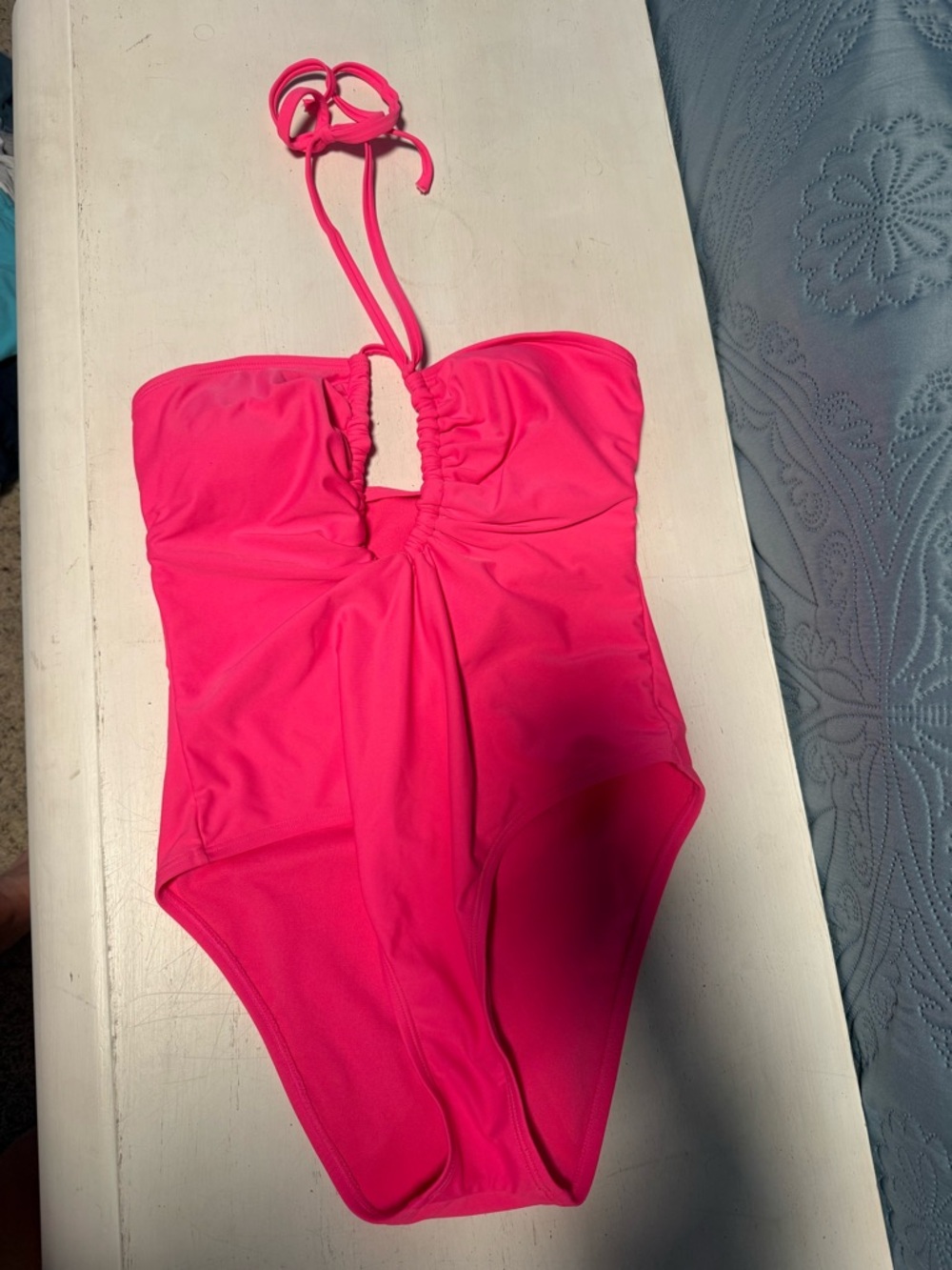 No Boundaries Hot Pink One-Piece Swimsuit with Halter Tie